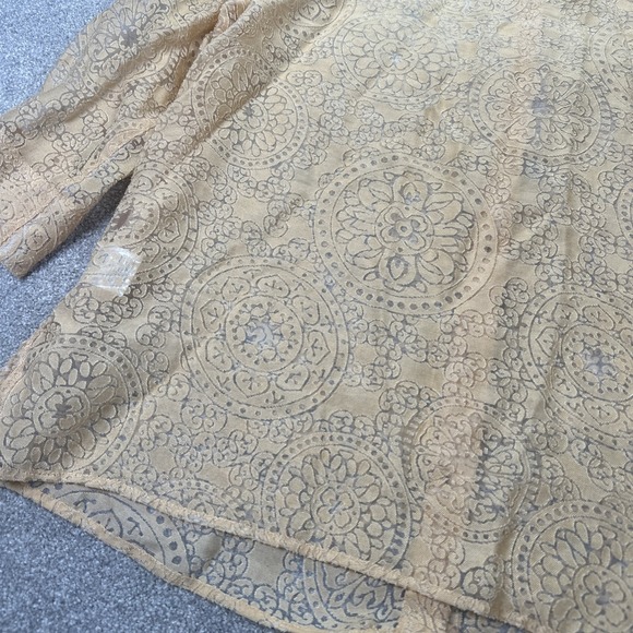 Alfred‎ Dunner Women Sheer Medallion Floral 3/4 Sleeve Button-Up 18W Burnout Top - Picture 5 of 9